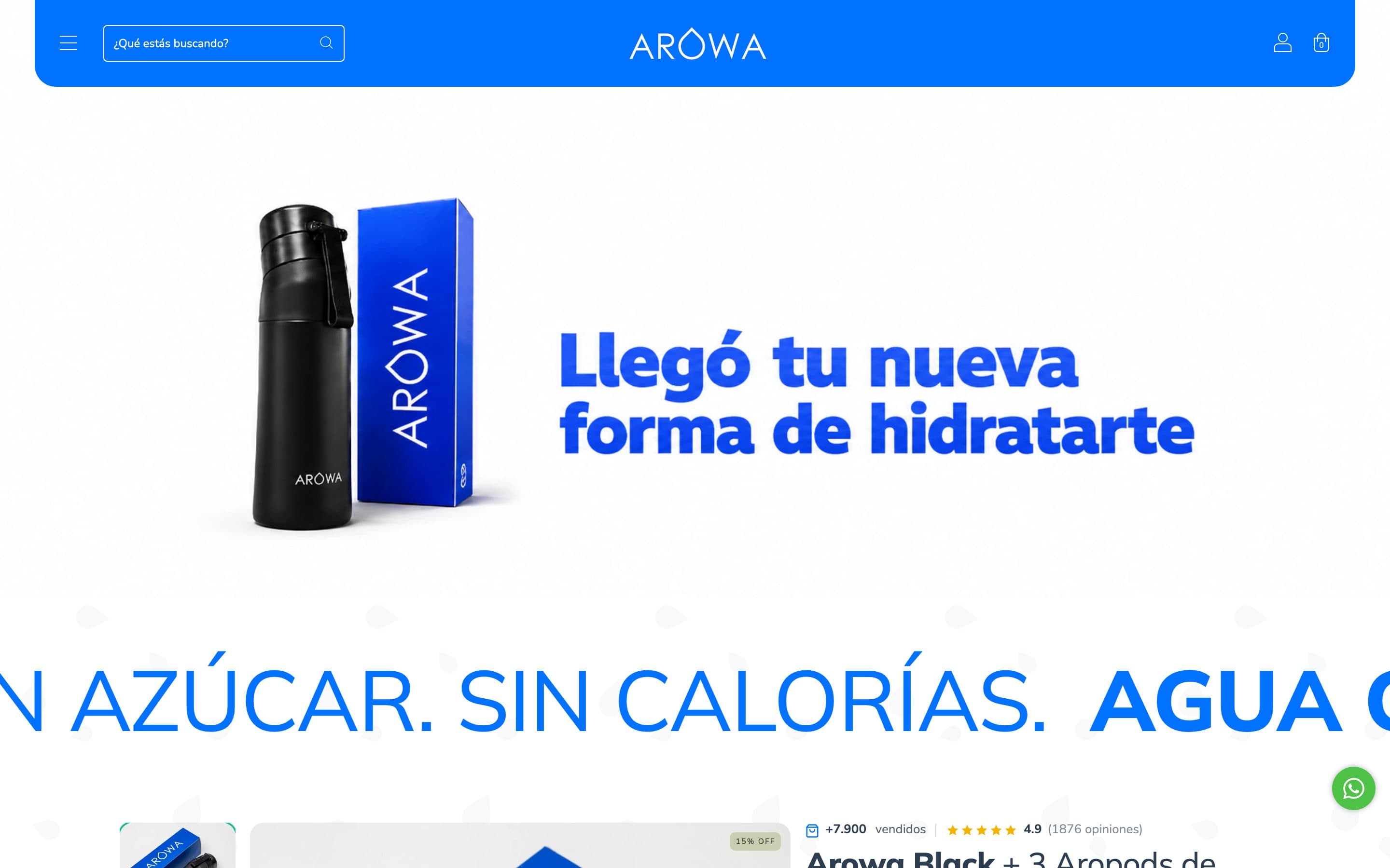 Home de la tienda de Arowa, diseñada por Genera Impacto