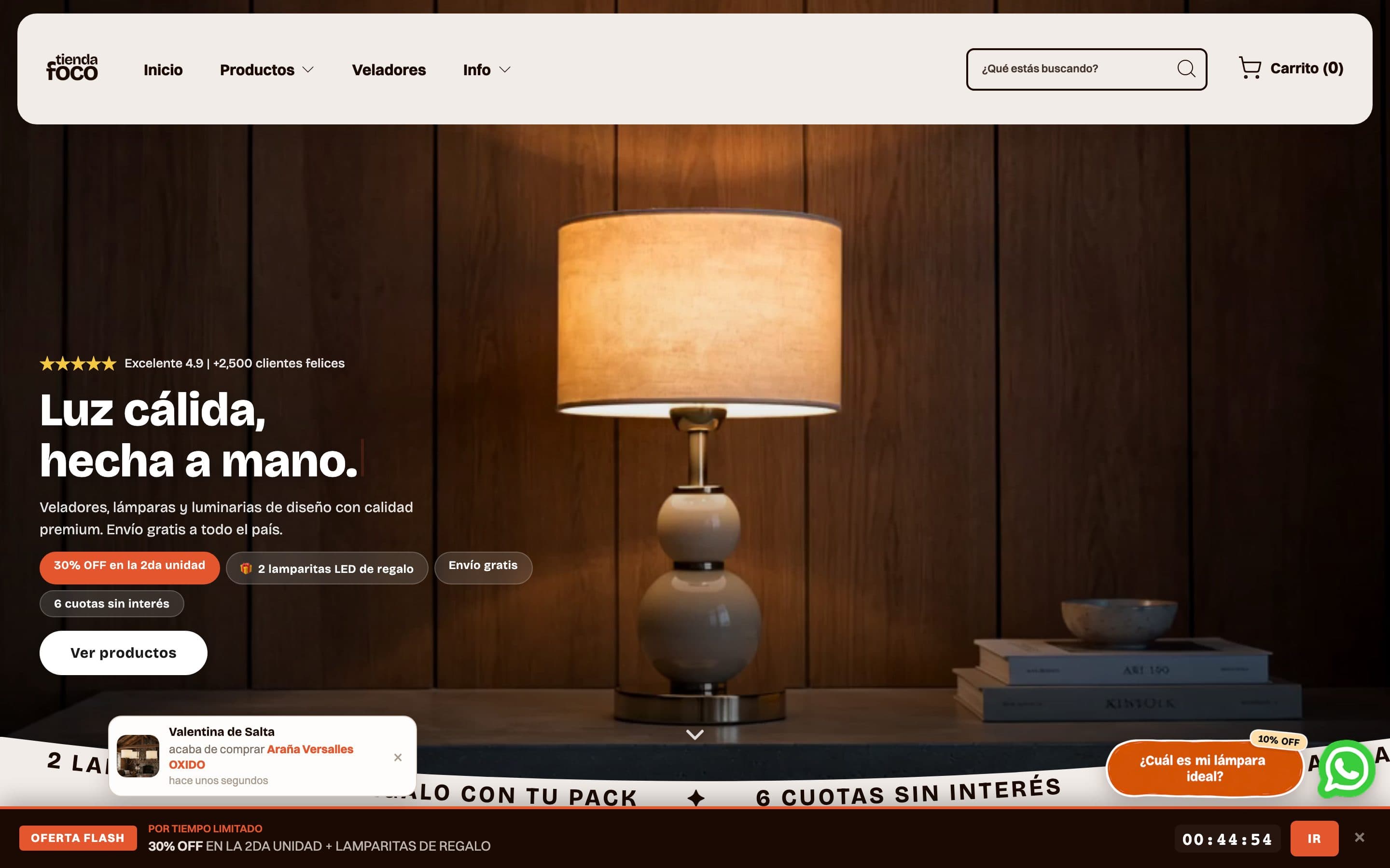 Home de la tienda de Tienda Foco, diseñada por Genera Impacto