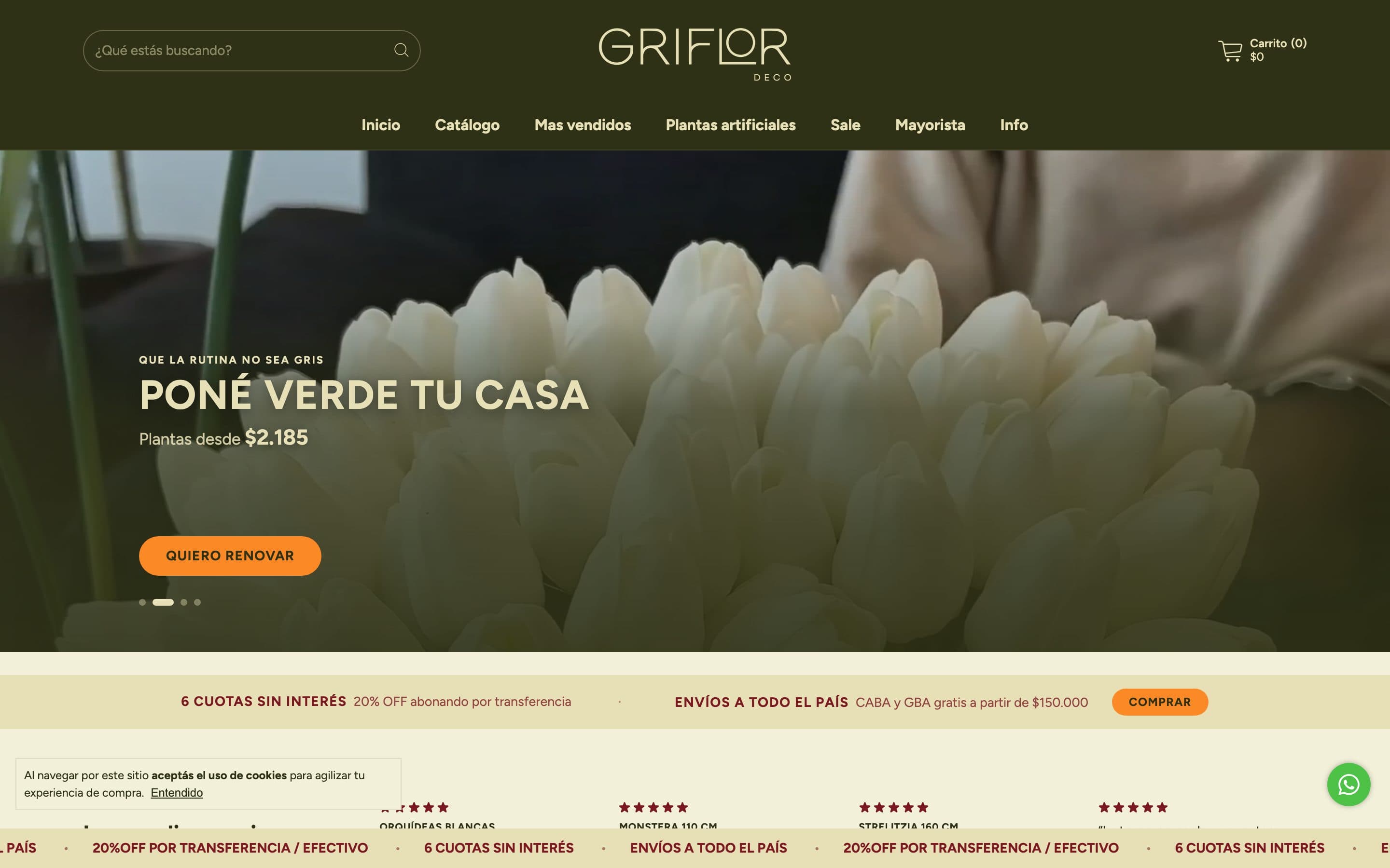 Home de la tienda de Griflor Deco, diseñada por Genera Impacto