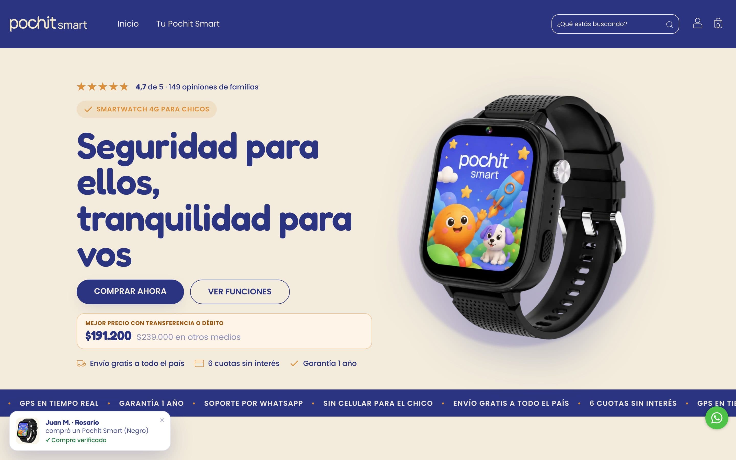 Home de la tienda de Pochit Smart, diseñada por Genera Impacto